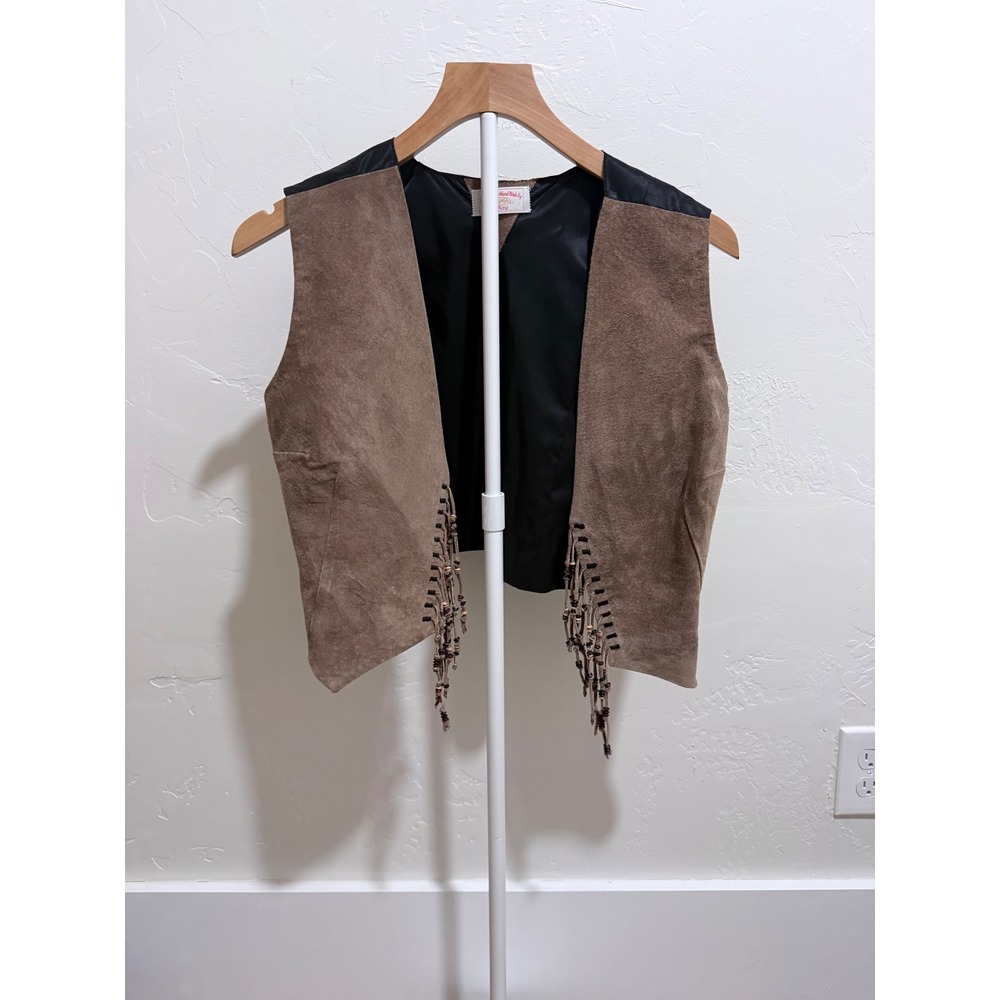 Handmade Suede Leather Vest Beaded Fringe | Western Boho Festival Vintage